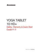 Lenovo YOGA TABLET 10 HD+ B8080-F Safety, Warranty & Quick Start Manual