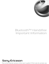 Sony Ericsson BLUETOOTH HANDSFREE Инструкция по применению