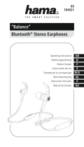 Hama 184021 Balance Bluetooth Stereo Earphones Инструкция по применению