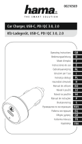 Hama 00210569 Car Charger, USB-C, PD/ QC 3.0, 2.0 Инструкция по применению